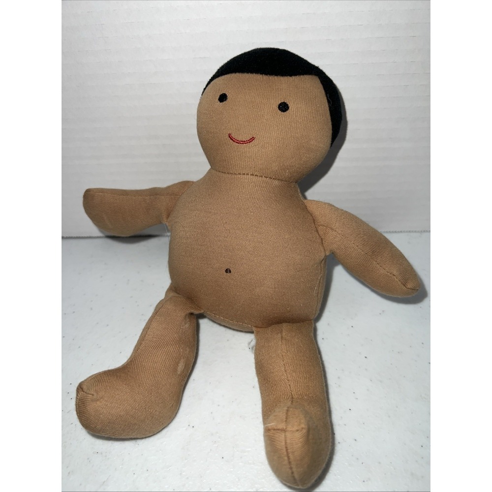 LOVEVERY Love Every‎ Organic Cotton Baby Doll Plush Black Hair Tan Skin Tone 8"
